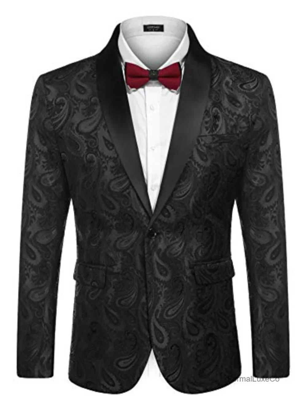 Mens Floral Tuxedo Jacket Paisley Shawl Lapel Suit Blazer for Prom Wedding
